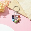 7 Chakra Gemstone Bead Pendant Keychain with Tibetan Style Alloy Charm KEYC-JKC00539-05-4