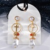 Brass Cross Dangle Stud Earrings EJEW-R014-11G-3