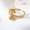 304 Stainless Steel Open Cuff Rings for Women RJEW-M060-01G-20-3