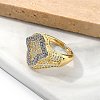 Brass Micro Pave Clear Cubic Zirconia Cuff Rings for Women RJEW-U041-03G-3