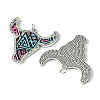 Cattle Head Alloy &  Rhinestone & Imitation Leather Pendants FIND-G069-02P-02-2