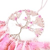 Tree of Life Natural Rose Quartz Chip Woven Web/Net with Feather Hanging Ornaments HJEW-G025-04-2