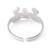 Kittens and Puppies 304 Stainless Steel Cuff Ring for Women RJEW-B035-08P-2