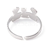 Non-Tarnish Kittens and Puppies 304 Stainless Steel Cuff Ring for Women RJEW-B035-08P-2