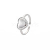 304 Stainless Steel Heart Open Cuff Ring for Women RJEW-S405-219P-3