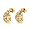 Brass Micro Pave Cubic Zirconia Ear Studs EJEW-P261-30G-1