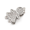 Brass Micro Pave Clear Cubic Zirconia Slide Charms ZIRC-I068-29P-2