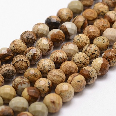 Natural Picture Jasper Beads Strands G-G736-27-6mm-1
