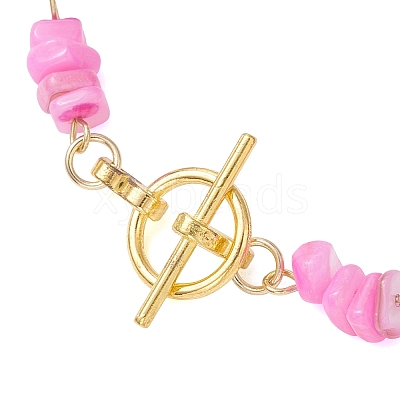 Glass & Natural Freshwater Shell Beaded Link Chain Bracelets BJEW-JB13393-1