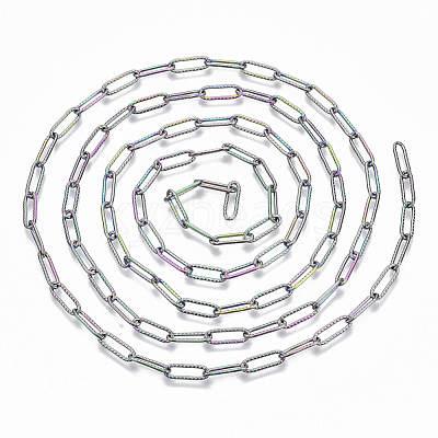 Ion Plating(IP) 304 Stainless Steel Textured Paperclip Chains CHS-S006-JN954-3-1