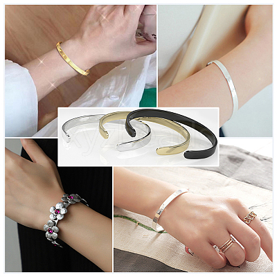 6Pcs Stainless Steel Blank Cuff Bangles MAK-BBC0001-32P-1