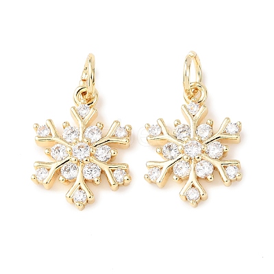 Rack Plating Brass Micro Pave Clear Cubic Zirconia Pendants KK-B093-04A-G-1
