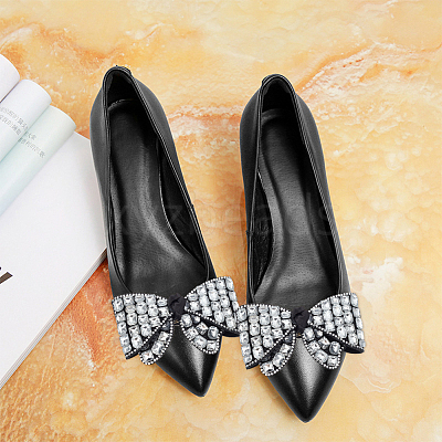 2Pcs Acrylic Rhinestone & Polyester & Iron Shoe Decorations DIY-WR0004-11-1