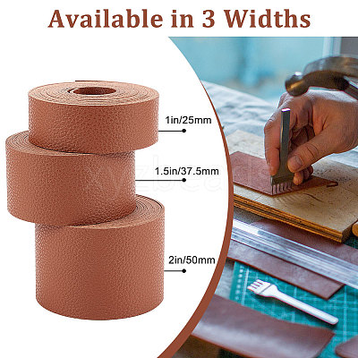 2M Flat Single Face Lychee Pattern Imitation Leather Band LC-WH0010-02B-03-1