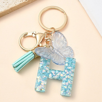 Resin & Acrylic & Faux Suede Tassel Keychain X1-KEYC-YW00117-08-1