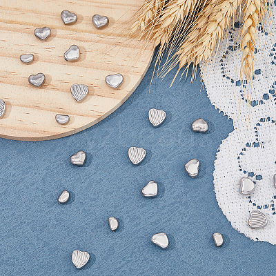 24Pcs 4 Style 304 Stainless Steel Beads STAS-DC0014-50-1