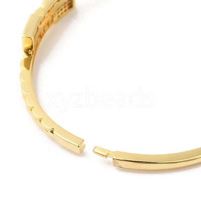 Colorful Cubic Zirconia Rectangle Hinged Bangle BJEW-L681-007G-1
