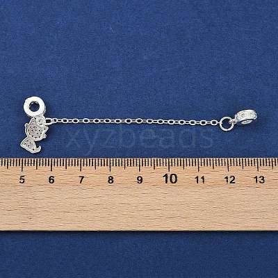 Brass Pave Clear Cubic Zirconia European Safety Chains with Charms KK-L236-16E-S-1