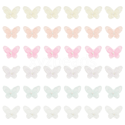 36Pcs 6 Colors Polyester Butterfly Lace Appliques DIY-FG0005-69-1