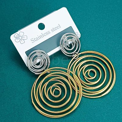 304 Stainless Steel Stud Dangle Earrings WG61484-02-1