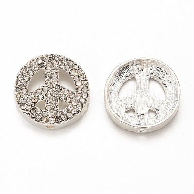 Peace Sign Alloy Crystal Rhinestone Beads LS-RB-J451-01S-1
