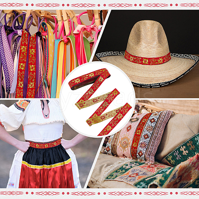 Ethnic Style Polyester Jacquard Ribbon OCOR-WH0078-478A-04-1