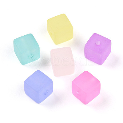 Frosted Transparent Acrylic Beads FACR-N006-03-1