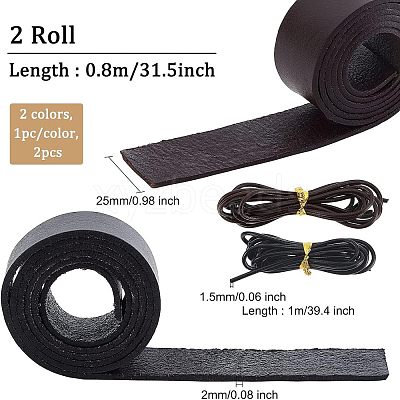 2Pcs 2 Colors Flat Leather Jewelry Cords WL-OC0001-03-1