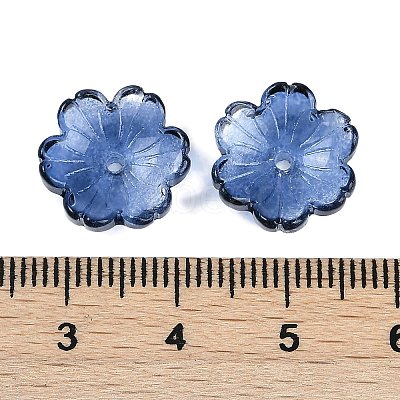 Transparent Spray Paint Glass Bead Caps GLAA-H035-04D-1