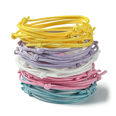 30Pcs 5 Color Adjustable Waxed Polyester Braided Cord Bracelets BJEW-FZ00016-1