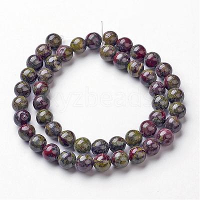 Natural Dragon Blood Jasper Bead Strands G-G957-24-8mm-1
