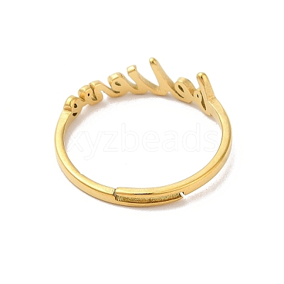 Ion Plating(IP) 304 Stainless Steel Word Adjustable Ring RJEW-L107-026G-1
