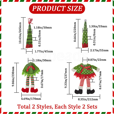 4 Sets 2 Style Christmas Wine Bottle Cover Pleuche Decoration AJEW-GF0007-18-1