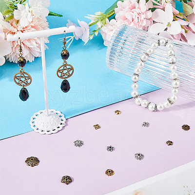 360Pcs 12 Styles Tibetan Style Bead Caps FIND-SC0008-82-1