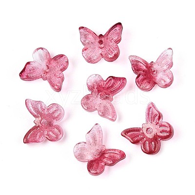 Transparent Spray Painted Glass Charms GLAA-T016-22F-1