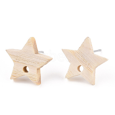 Ash Wood Stud Earring Findings EJEW-N017-011Z-1