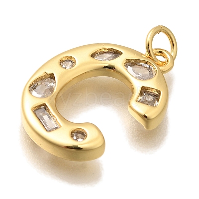 Brass Micro Pave Clear Cubic Zirconia Pendants KK-G521-01G-C-1