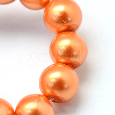 Baking Paint Pearlized Glass Pearl Round Bead Strands X-HY-Q330-8mm-36-1