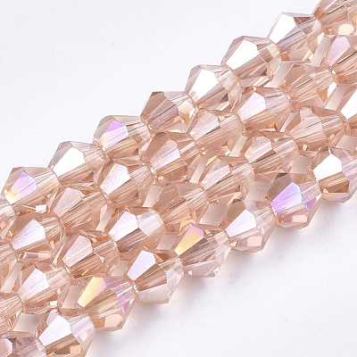 Electroplate Glass Beads Strands EGLA-Q118-6mm-B11-1
