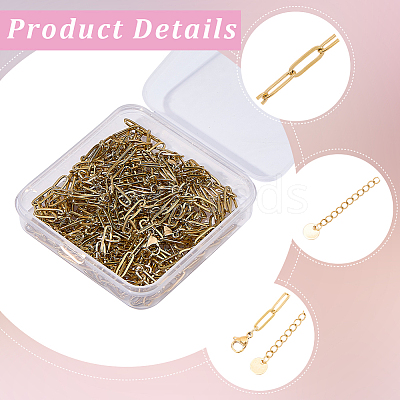 20Pcs 2 Styles 304 Stainless Steel Cable Chain Bracelets & Necklaces Sets for Women SJEW-BM0001-04-1