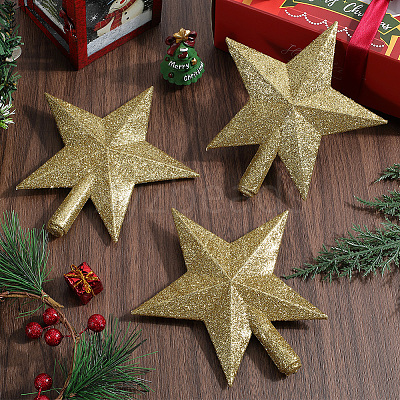 Star Plastic Christmas Tree Topper Ornaments AJEW-WH20004-17C-1