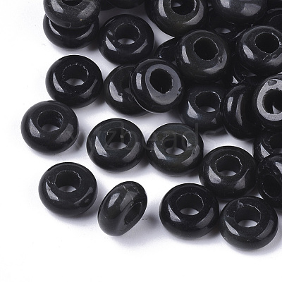 Natural Black Gemstone European Beads X-G-Q503-01-1