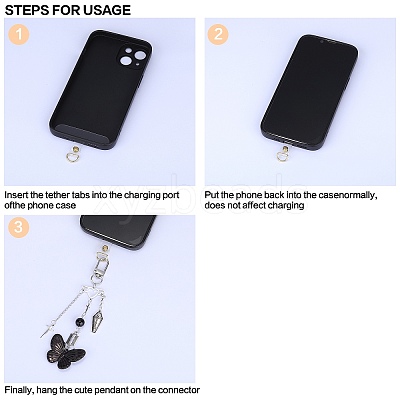 4Pcs Alloy Mobile Strap Sets DIY-SZ0009-99-1