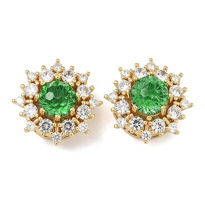 Brass Micro Pave Cubic Zirconia Beads KK-H526-15G-1