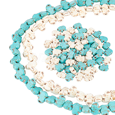 2 Strands 2 Colors Synthetic Turquoise Beads Strands G-AR0004-75-1