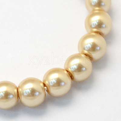 Baking Paint Pearlized Glass Pearl Round Bead Strands X-HY-Q003-4mm-42-1