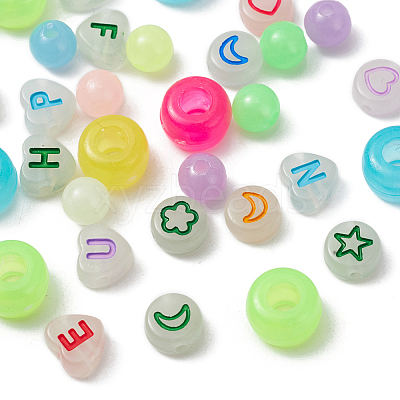 4 Style Luminous Acrylic & Plastic Beads LACR-YW0001-03-1