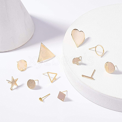 Brass Stud Earring Findings KK-BC0005-44G-1