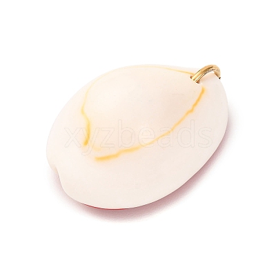 Printed Natural Cowrie Shell Pendants STAS-Z168-03G-05-1