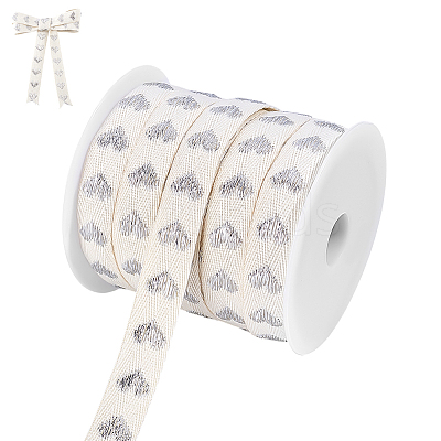25 Yards Heart Pattern Cotton Ribbons SRIB-BC0001-48C-1